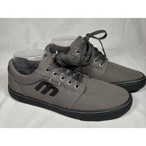 ETNIES Men’s Kick Gray Black Canvas Skate Shoes Skateboard Sneakers Sz 8 NWOB